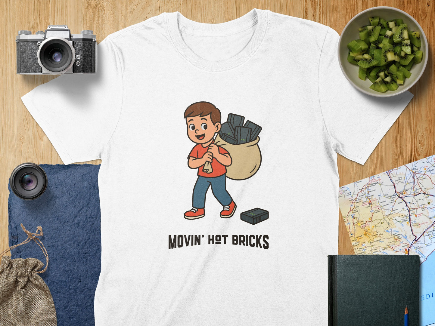 Movin' Hot Bricks Graphic White T-Shirt product type