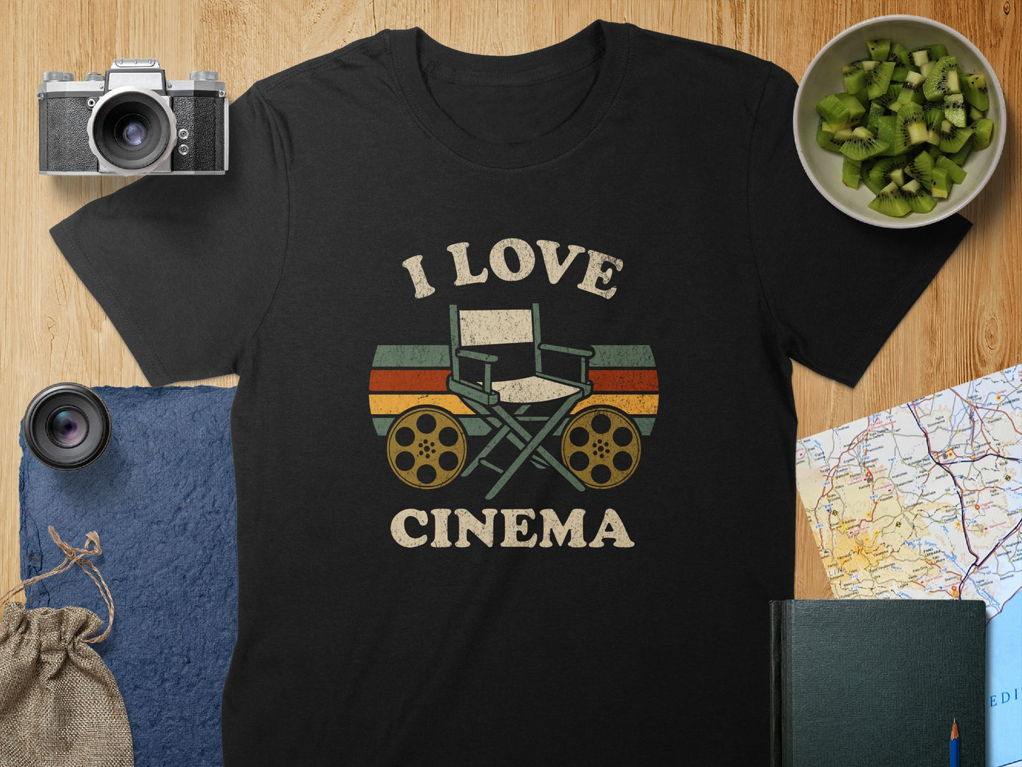 I Love Cinema Graphic Design Black Shirt product type