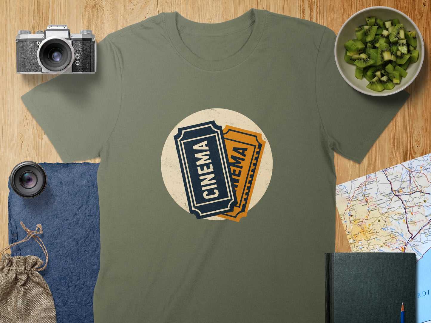 Retro Cinema Ticket Design T-Shirt Unique Fashion Product