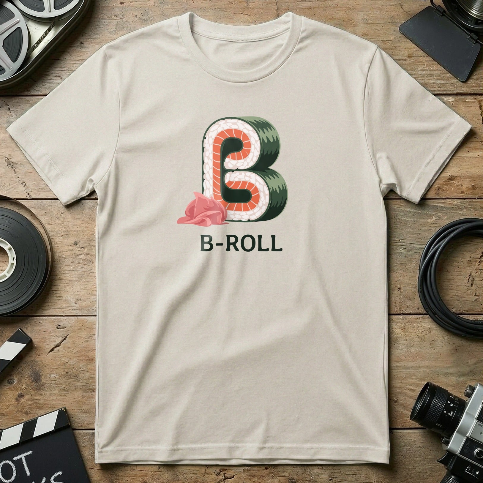 B-Roll Sushi Inspired Graphic T-Shirt for Film Lovers