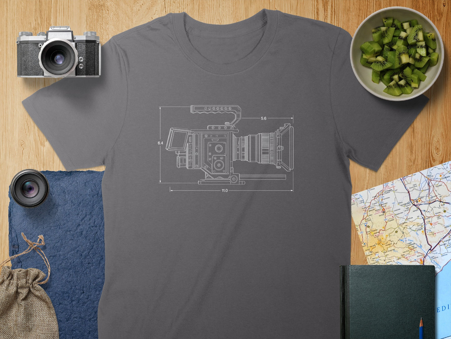 Vintage Camera Design Blueprint Graphic T-shirt product