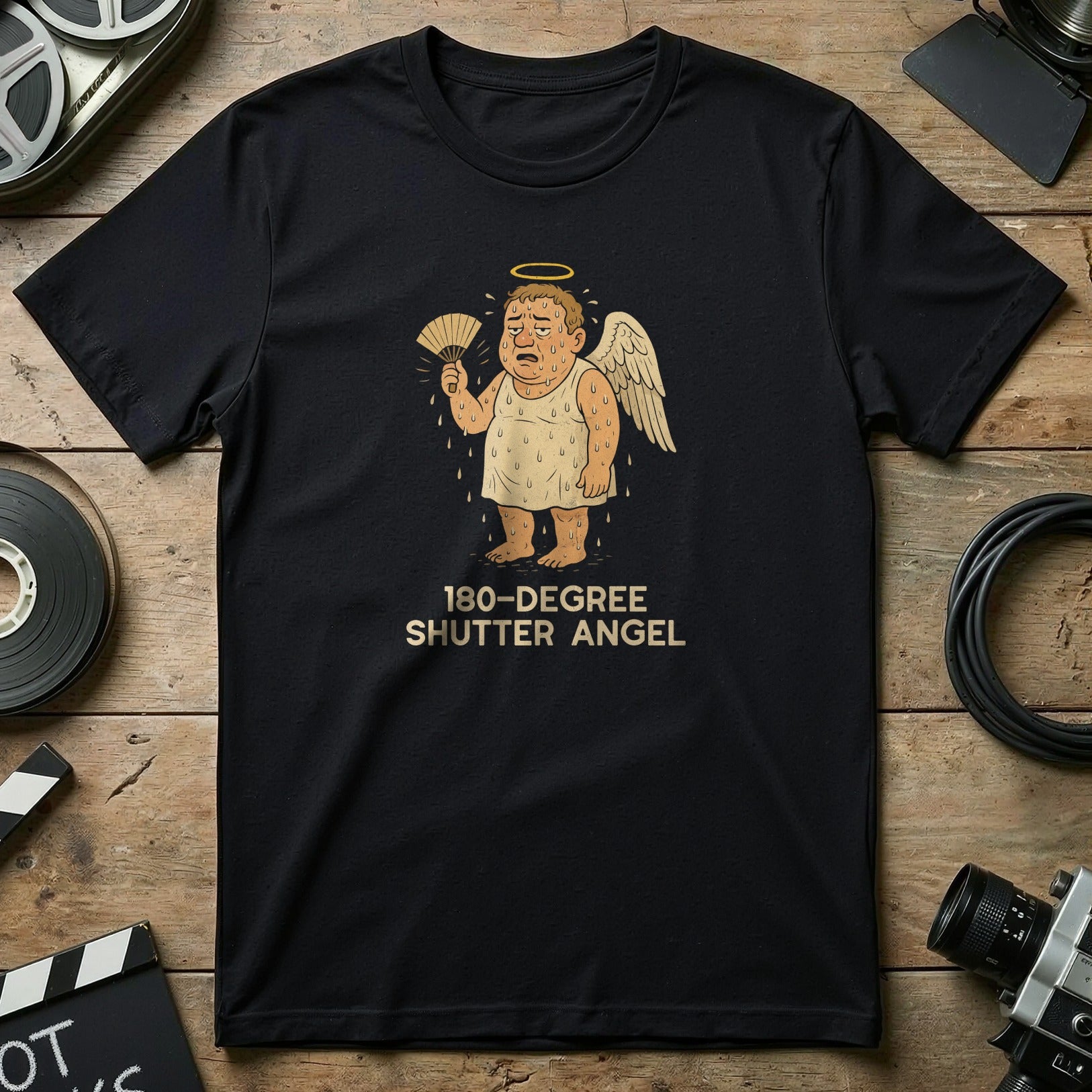 180-Degree Shutter Angel Black Graphic Tee