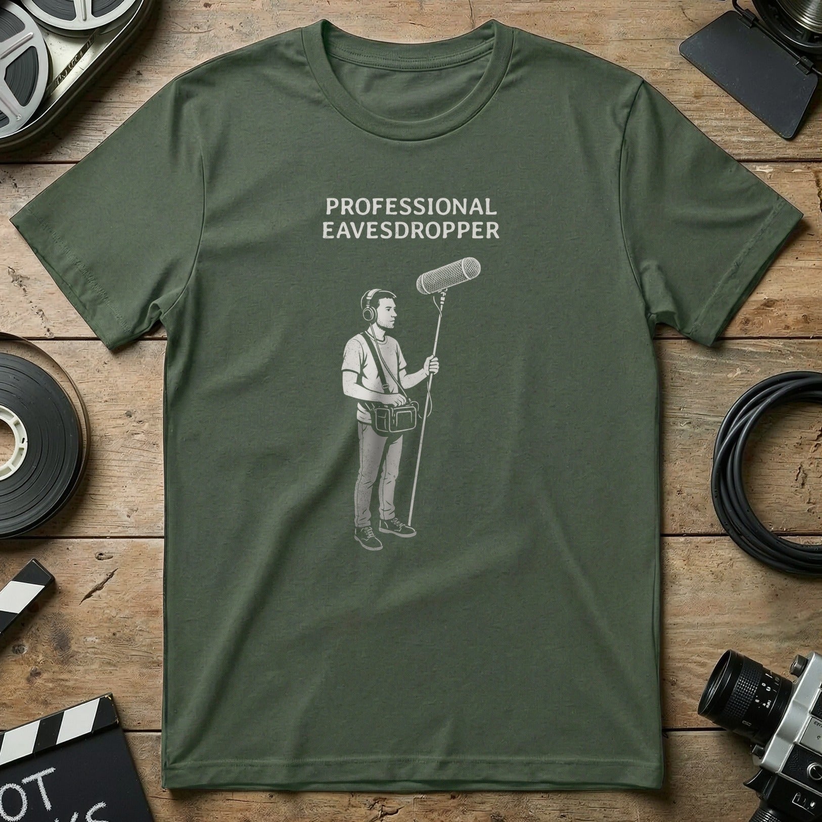 Professional Eavesdropper Funny Film Crew Shirt