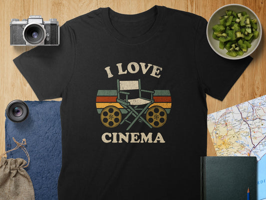 I Love Cinema Graphic Design Black Shirt product type
