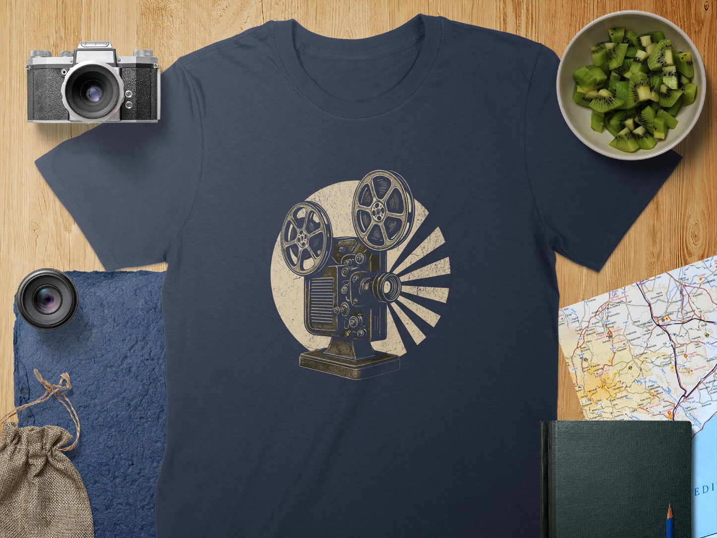 Retro Projector Design Classic Navy Blue Shirt product