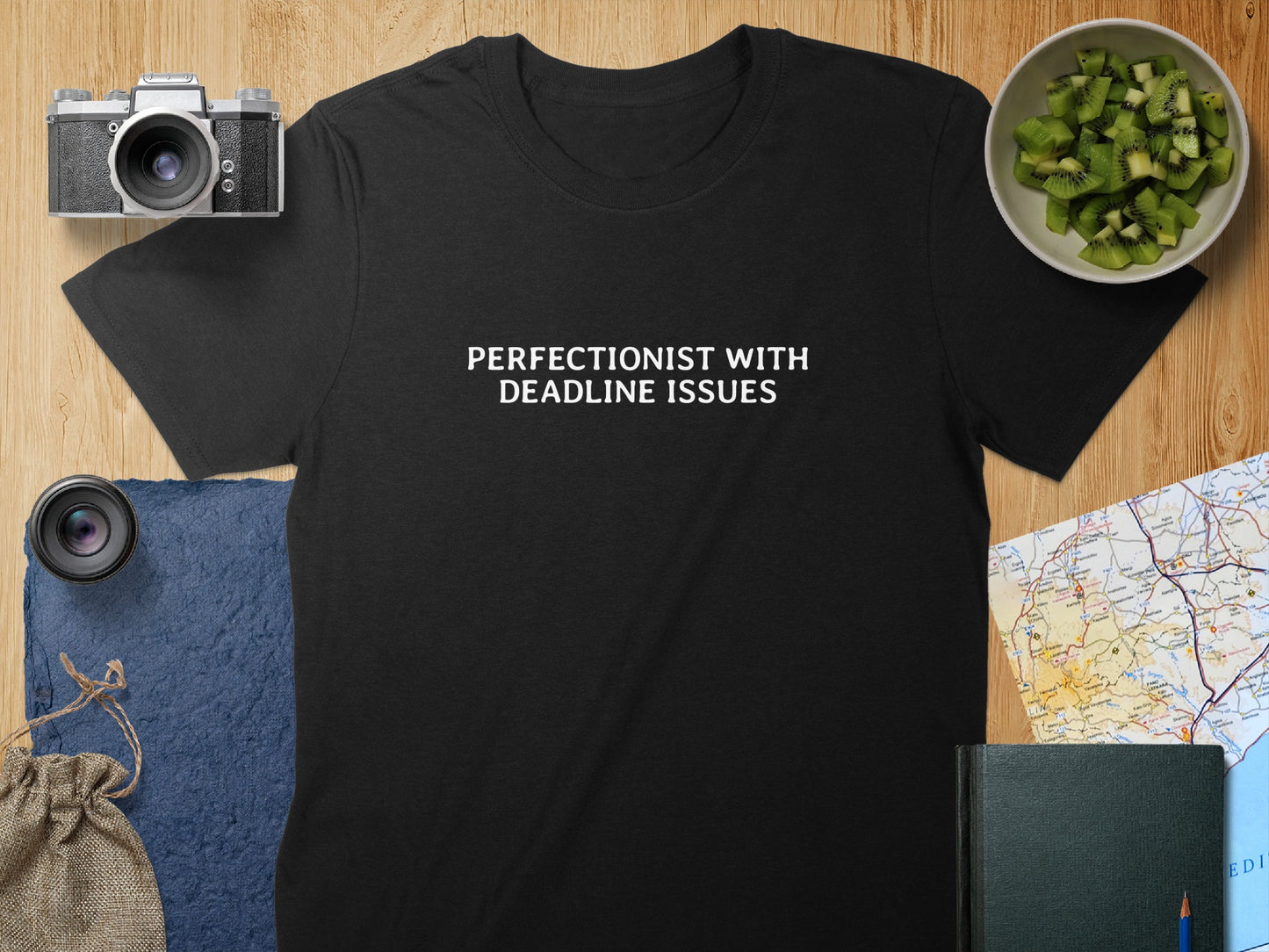 Perfectionist With Deadline Issues Black T-shirt product