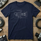 Vintage Camera Diagram Graphic T-Shirt for Film Enthusiasts