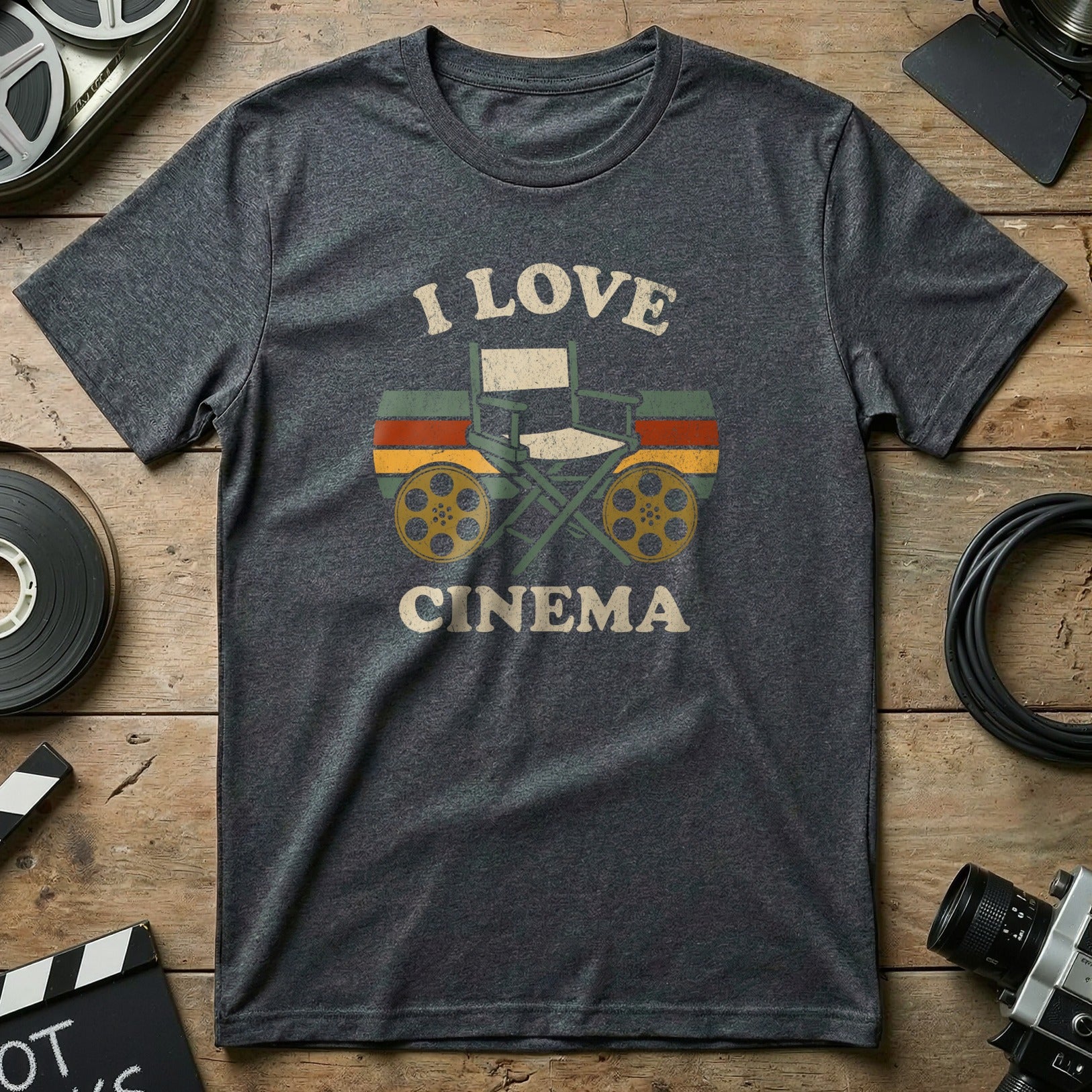I Love Cinema Graphic Tee Shirt for Movie Enthusiasts