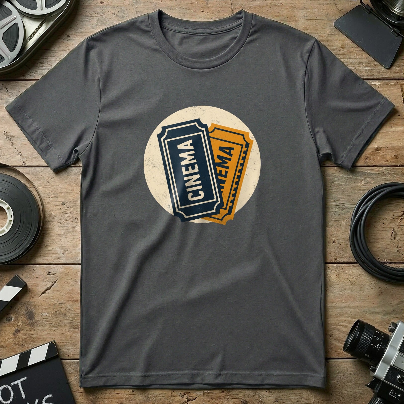 Retro Cinema Tickets Graphic T-Shirt for Movie Fans