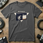 T-shirt featuring Betamax BASF L-750 cassette logo.