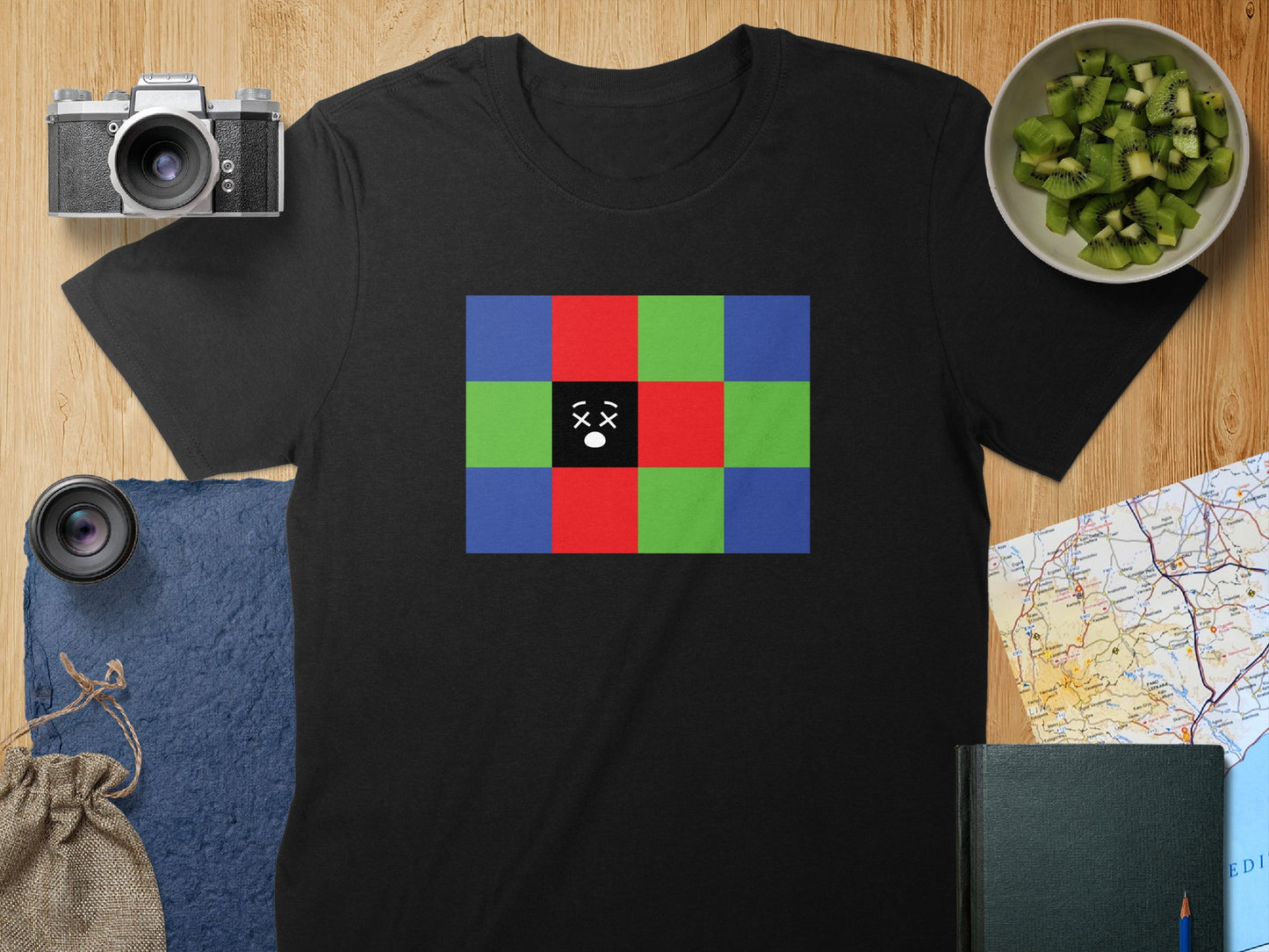 Colorful Grid with Icon Graphic T-Shirt product type