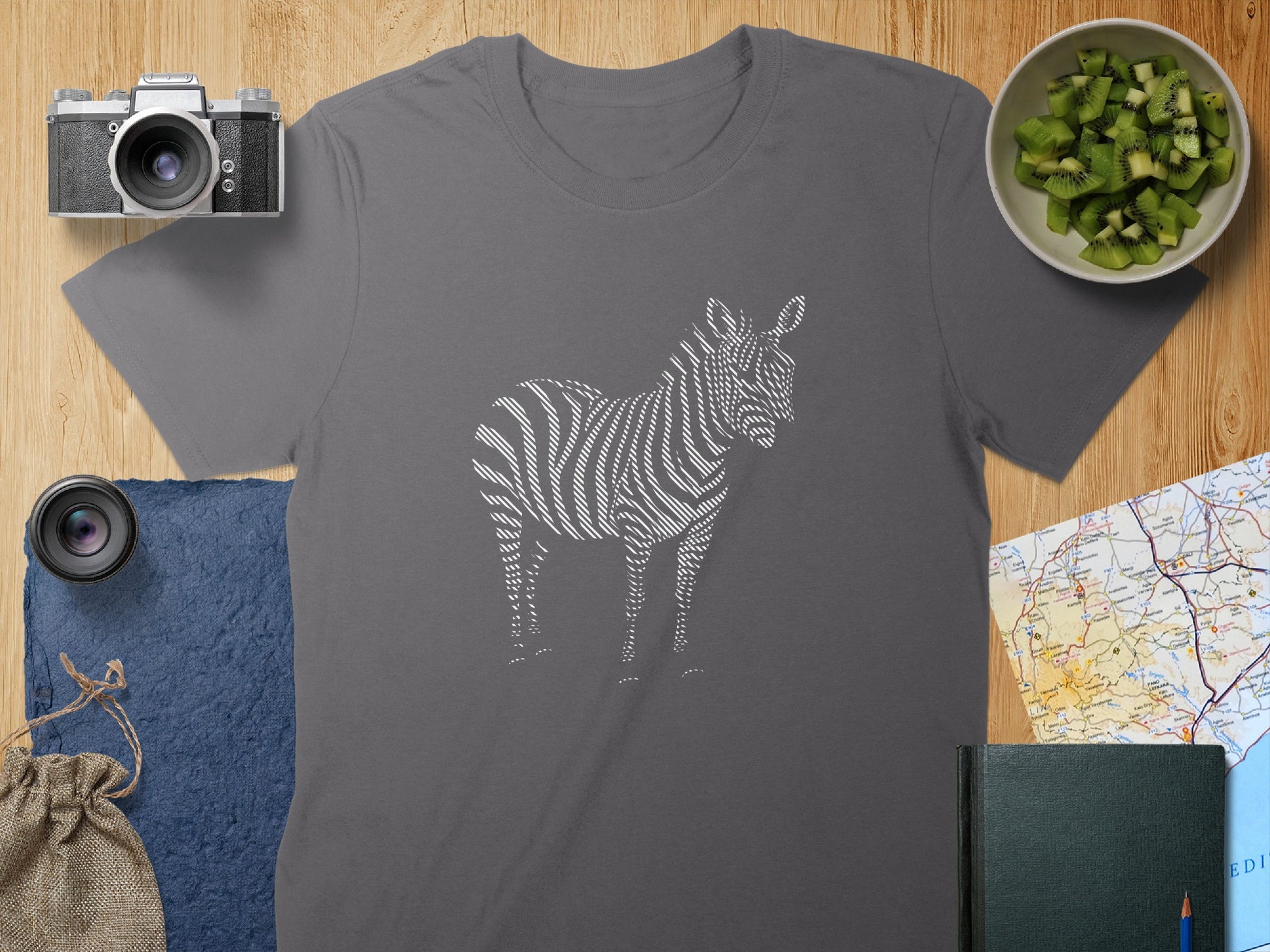 Zebra Illustration on Shirt Design Unique Apparel product type