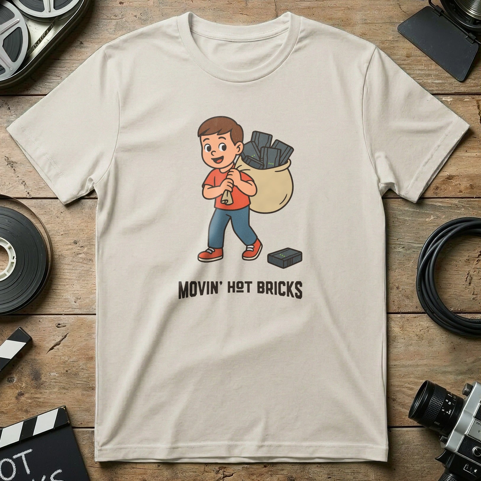 Movin' Hot Bricks Cartoon Graphic T-Shirt