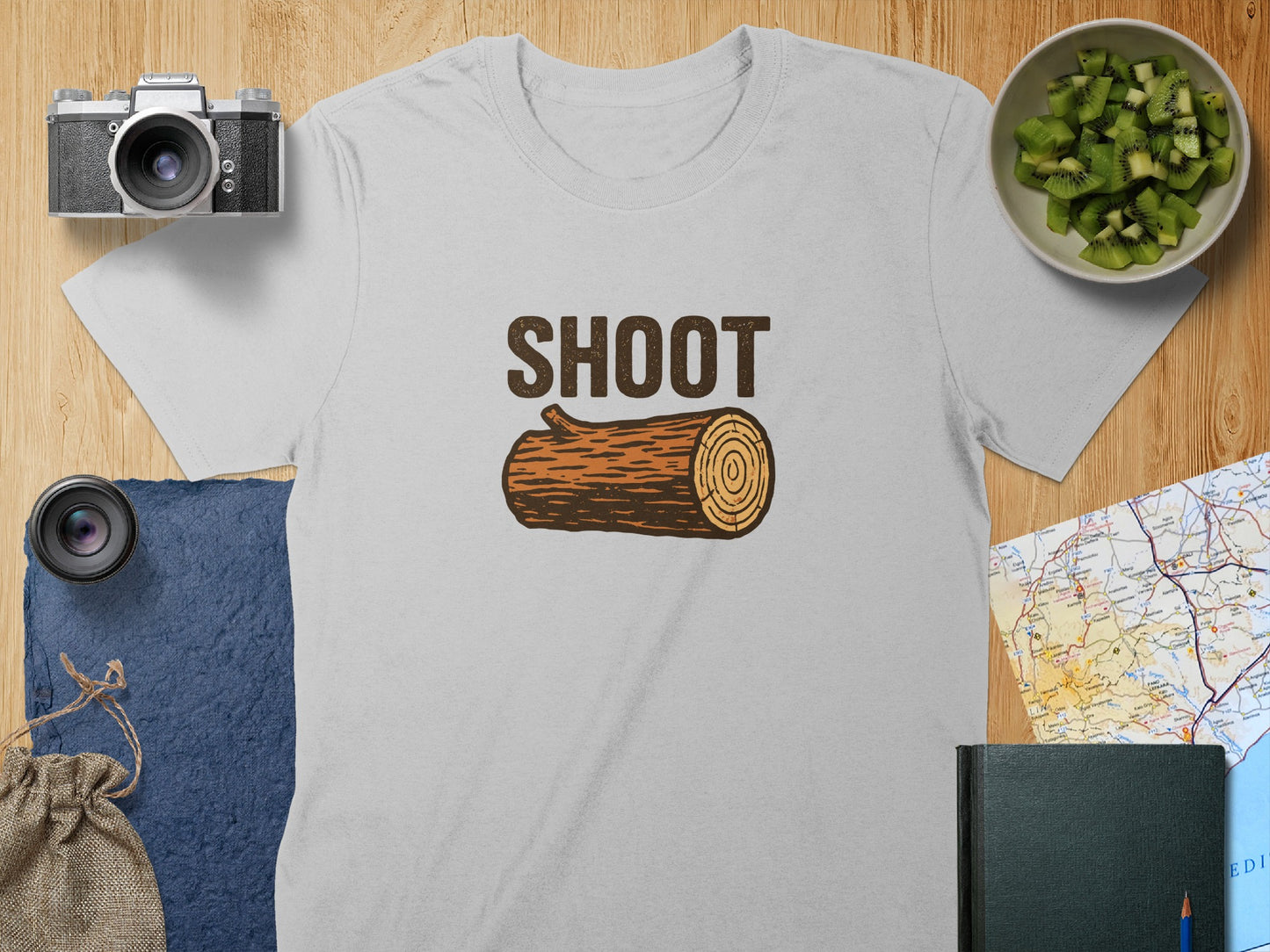 Funny Shoot Log Graphic T-Shirt Casual Novelty Product