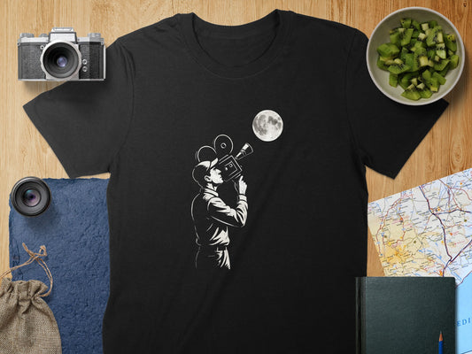 Vintage Camera Man Black T-Shirt Unique Graphic Tee product