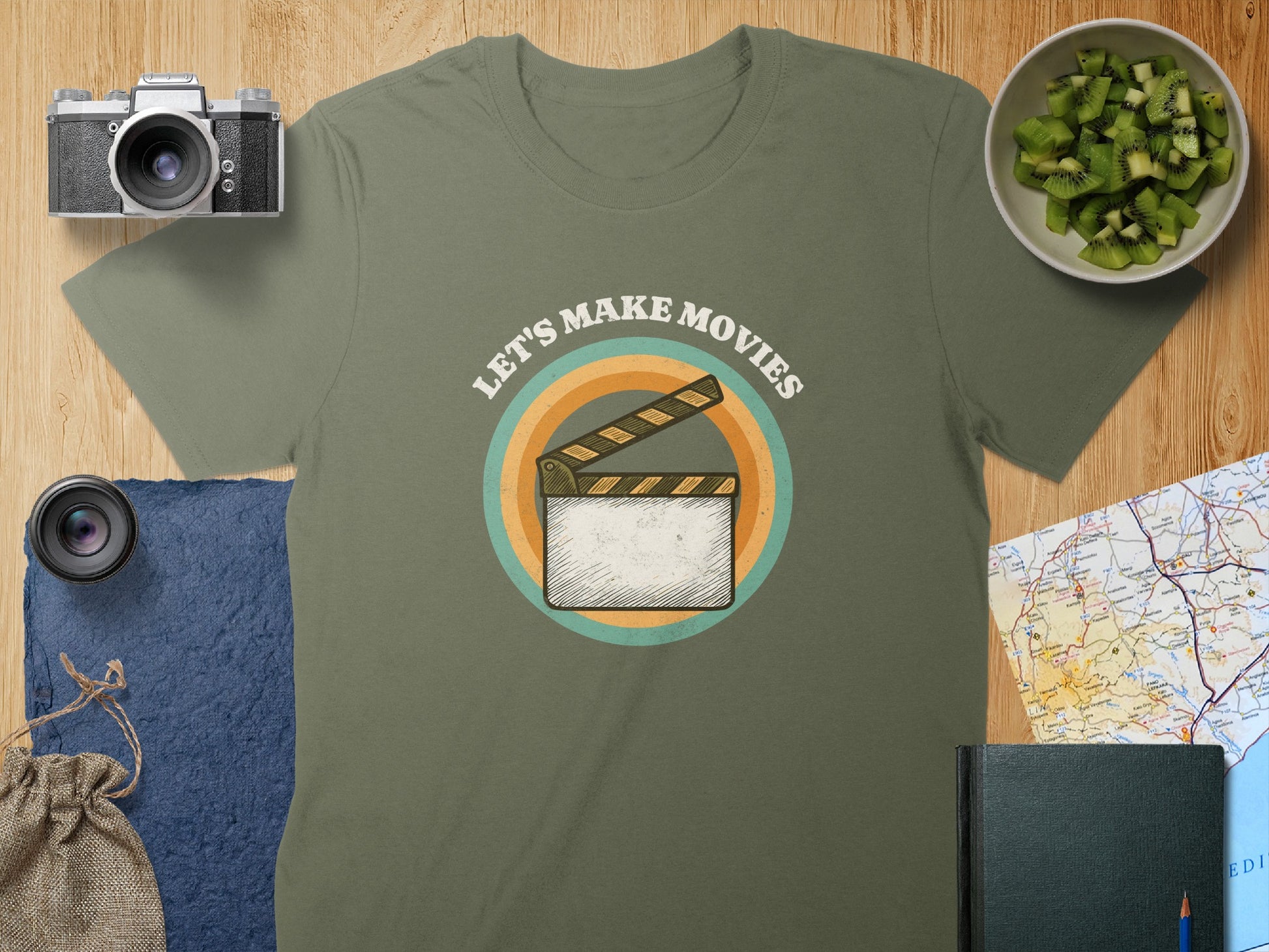 Let's Make Movies Clapperboard Design Shirt Product