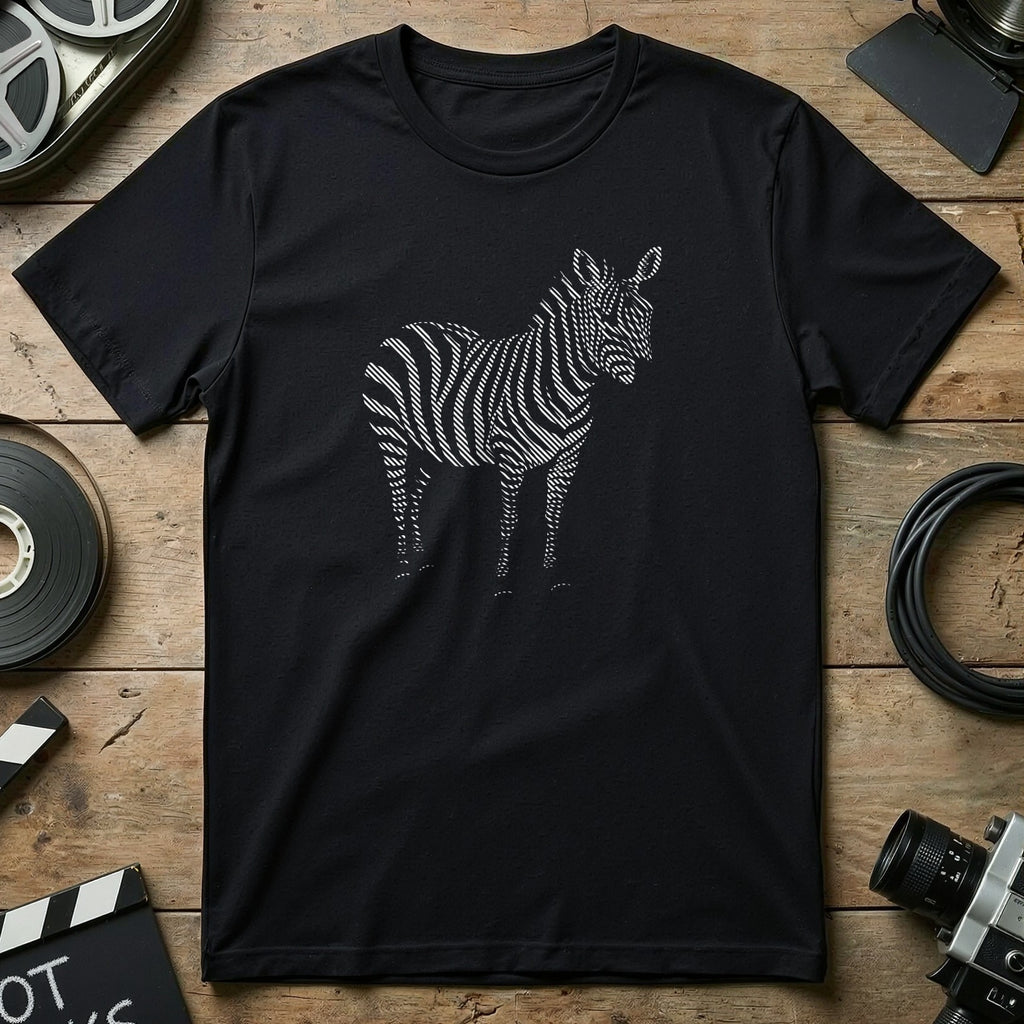 Black T-shirt with Zebra Design Unique Graphic Shirt
