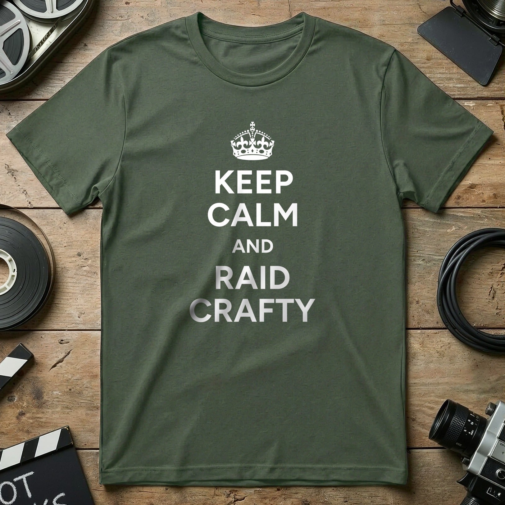 Keep Calm and Raid Crafty Graphic Tee Shirt