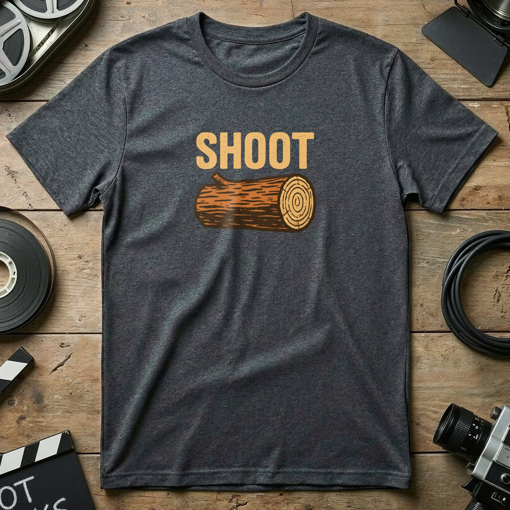 Humorous Shoot Log Graphic T-shirt for Movie Lovers