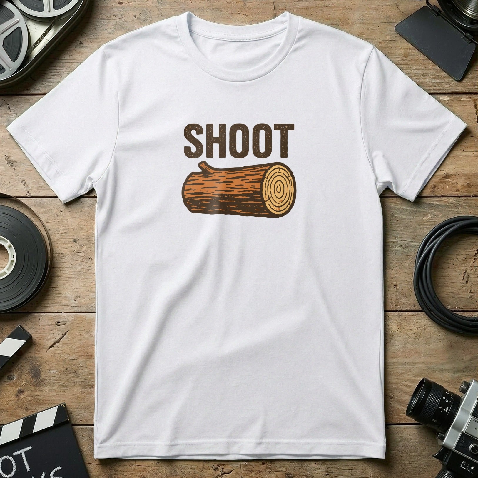 Shoot Log Graphic T-Shirt with Humor Design