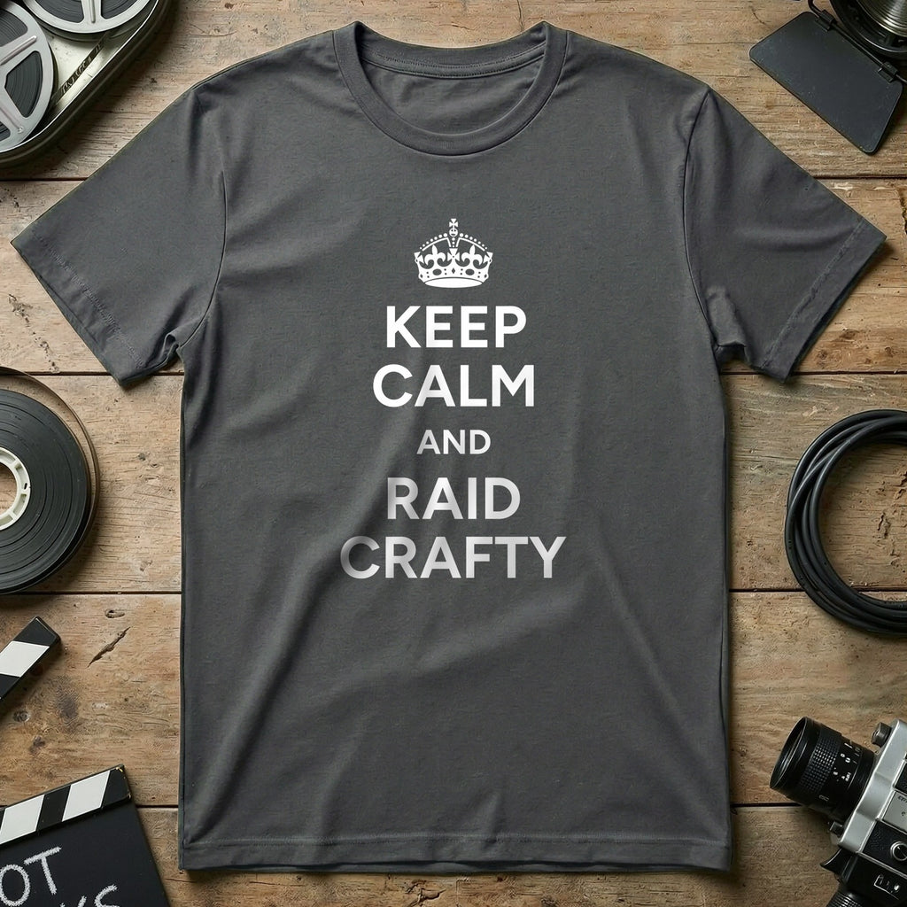 Keep Calm and Raid Crafty T-Shirt with Crown Design