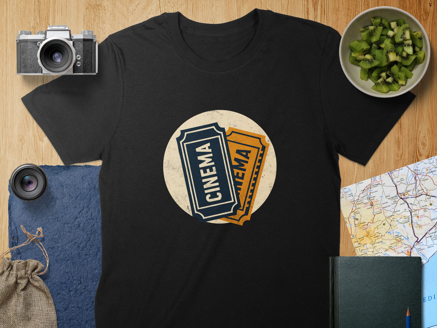 Retro Cinema Tickets Graphic Print T-shirt product