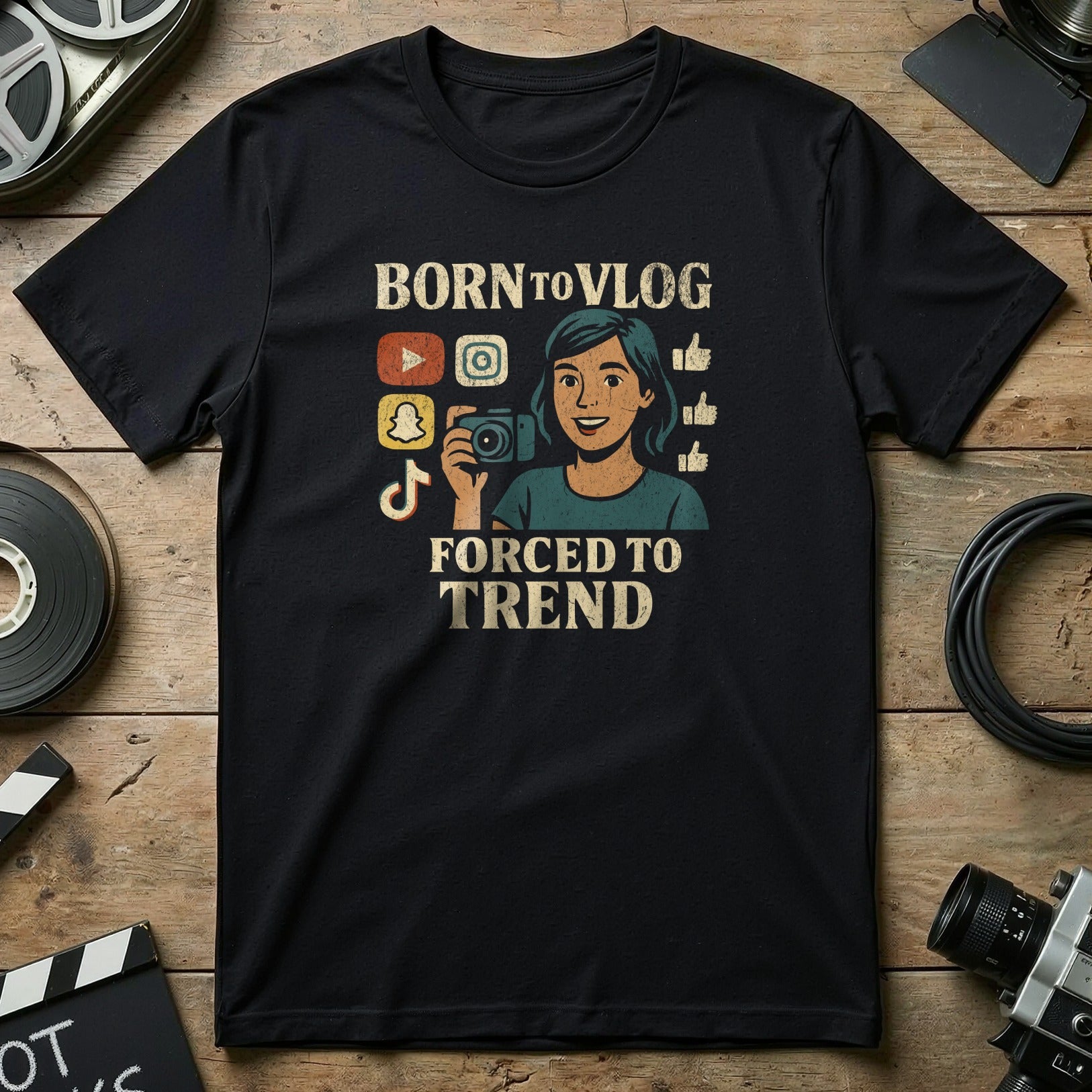 Born to Vlog Forced to Trend Graphic Tee