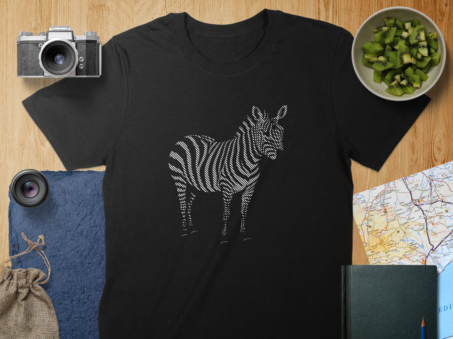 Zebra Art Printed Black Unisex Short Sleeve T-Shirt product type