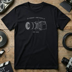 Black t-shirt with ARRI Alexa 35 camera line drawing and text.