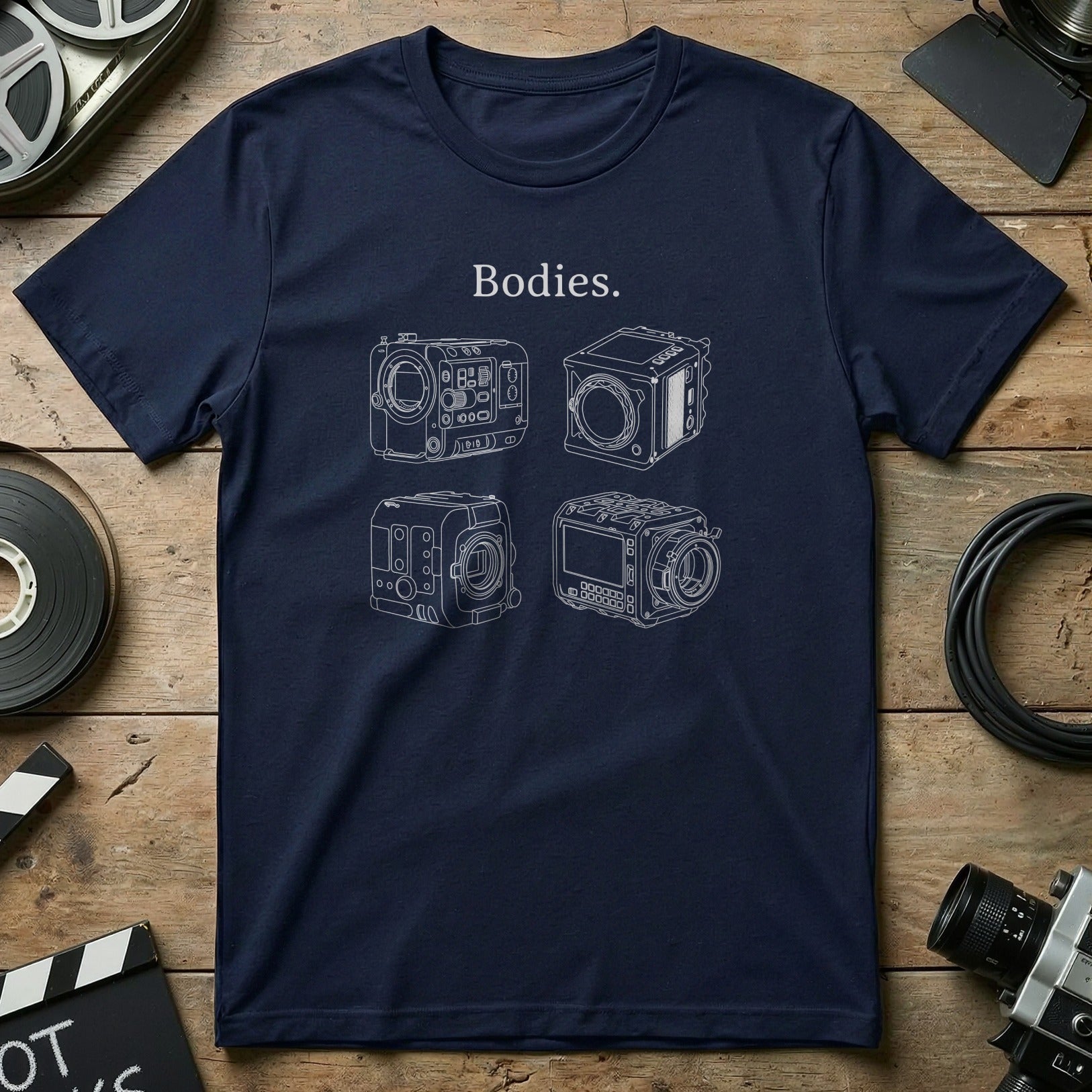 Unique Camera Design Bodies Graphic Navy T-shirt
