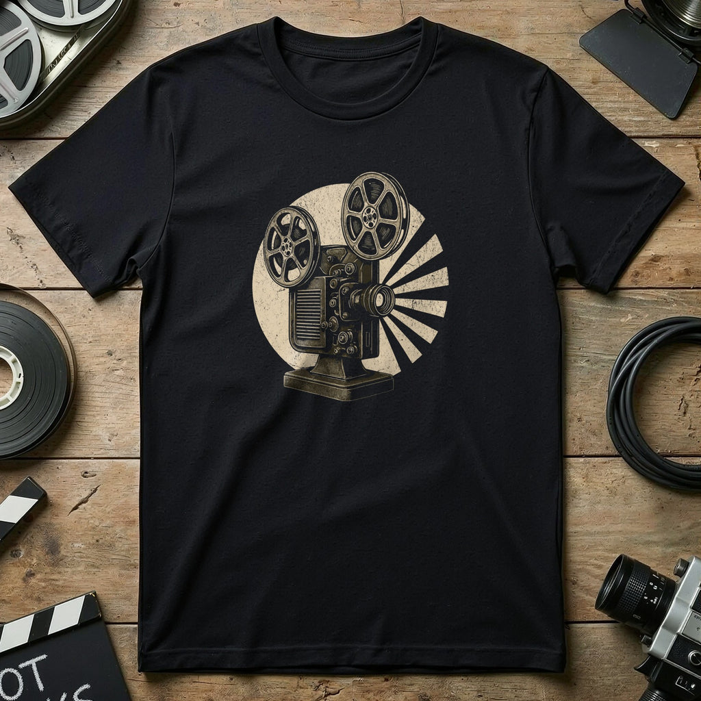 Vintage Film Projector Design Black T-Shirt Product