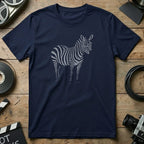 Navy Blue T-Shirt with Stylish Zebra Graphic Design