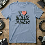 I Love Indie Films Graphic T-Shirt for Movie Enthusiasts