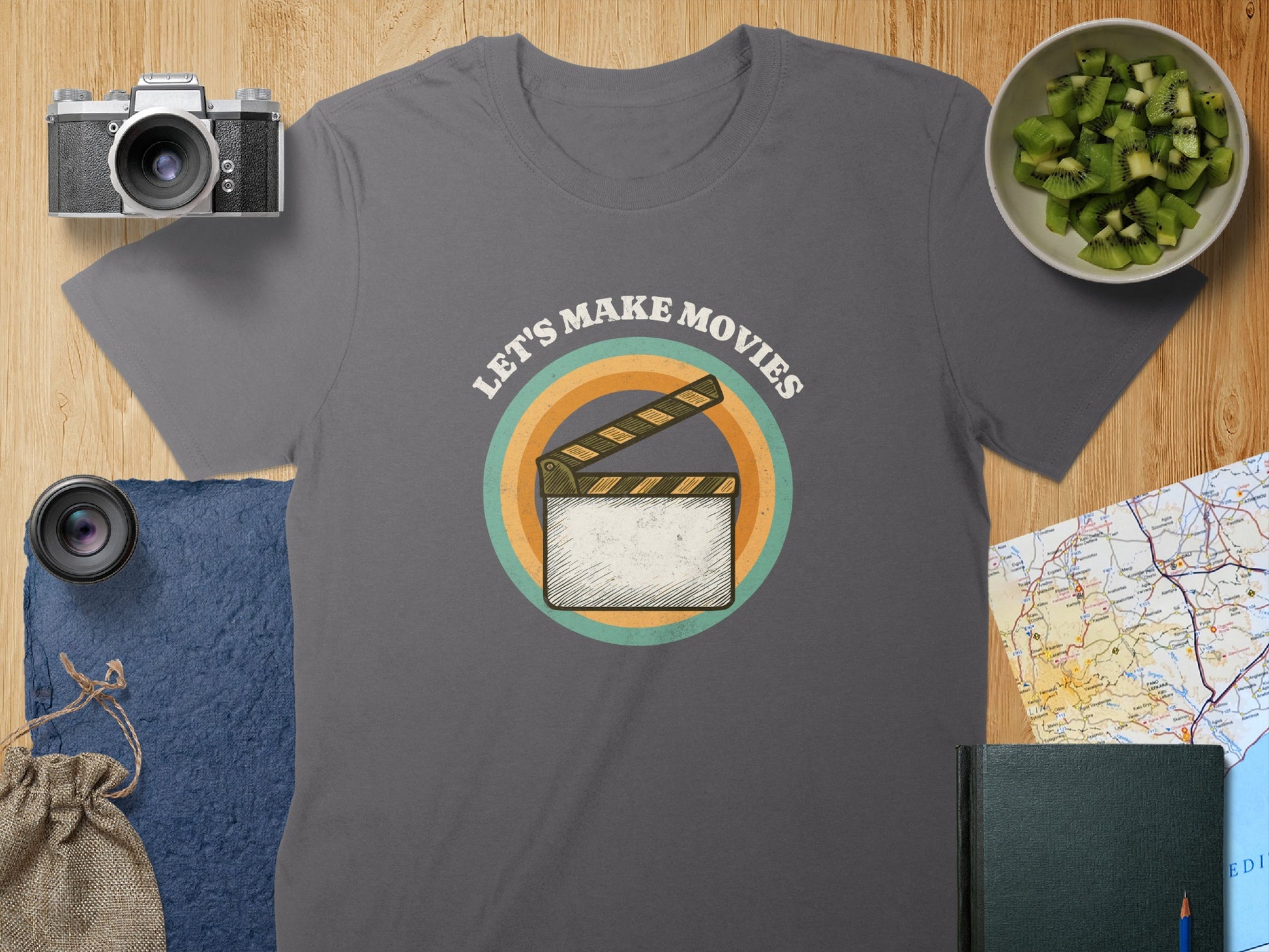 Let's Make Movies Clapboard Design Graphic Tee product