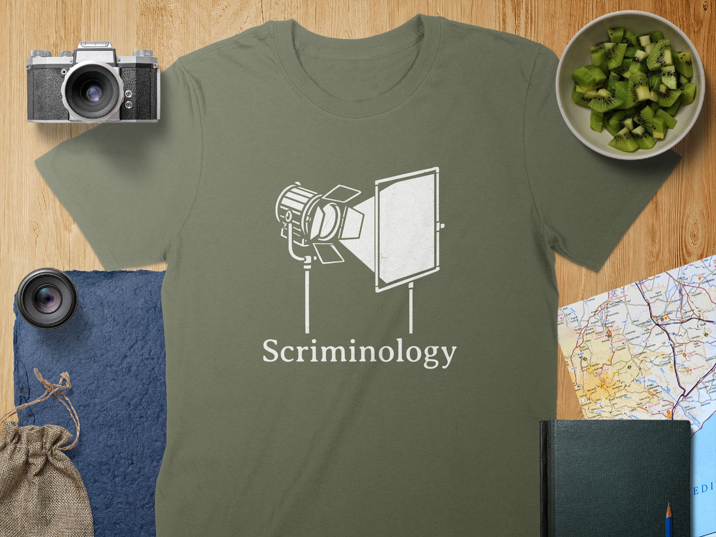 Scriminology Lights and Camera Themed Graphic Tshirt