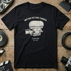 Black t-shirt with "Motion Picture Camera" and "Super PSR -Est. 1967" text.