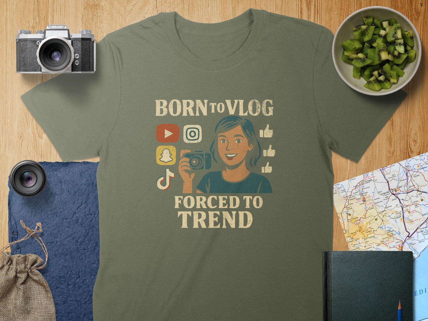 Born to Vlog Forced to Trend Graphic T-shirt product type