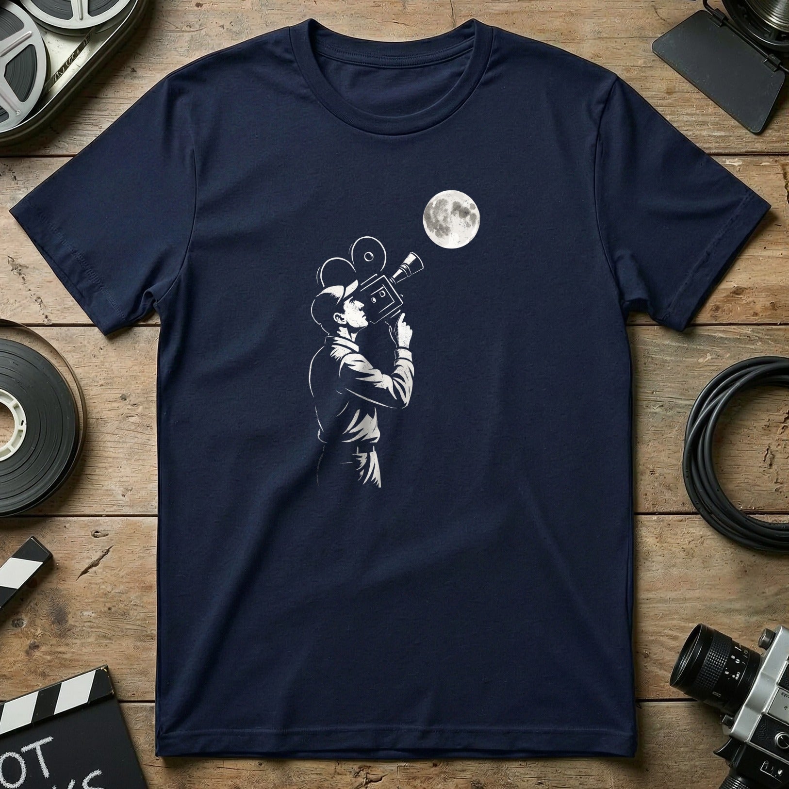 Cinematographer With Vintage Camera Moon T-Shirt