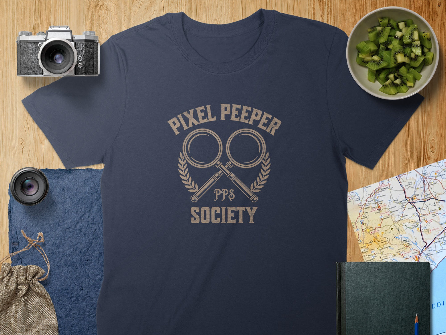 Pixel Peeper Society Navy Blue Short Sleeve Shirt Product