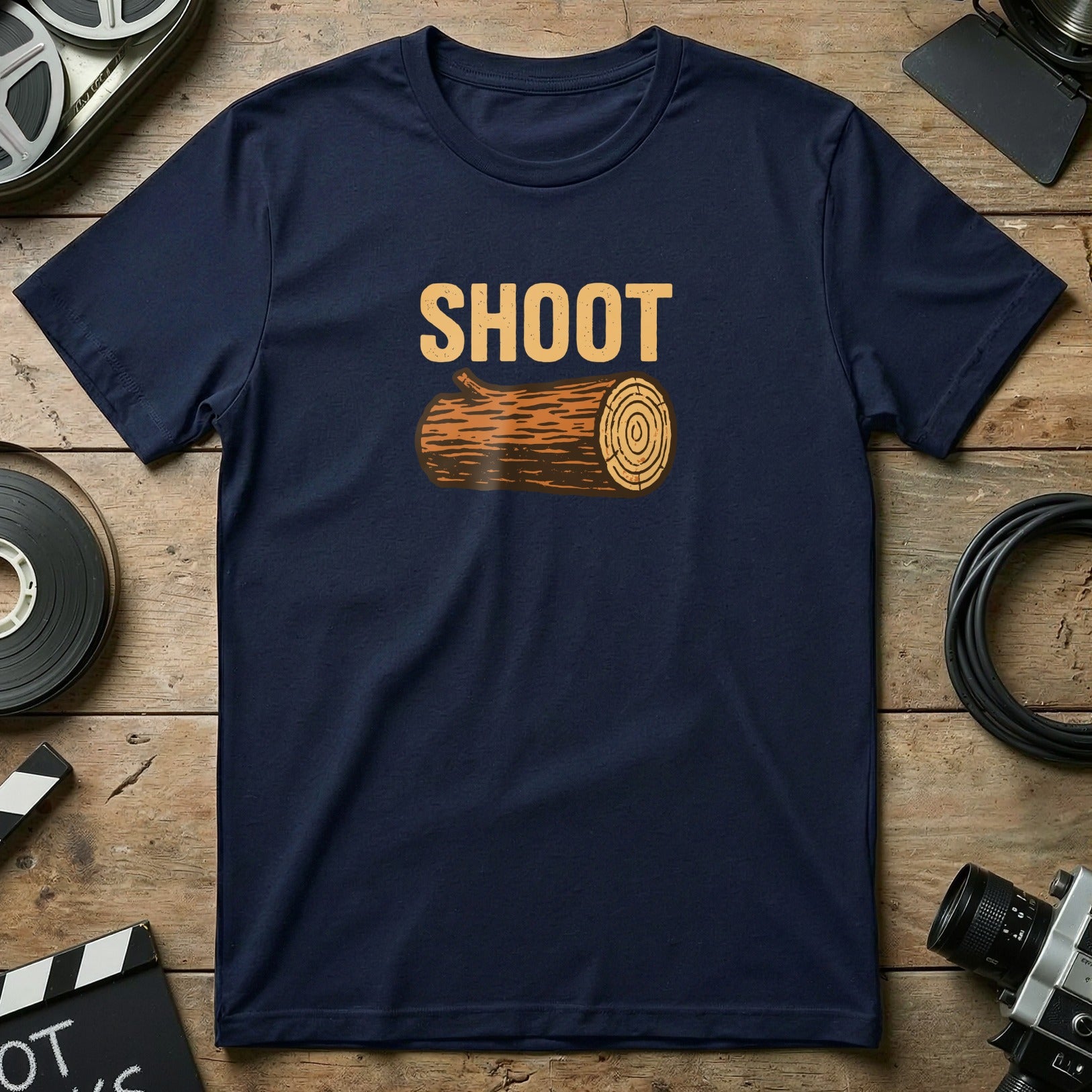 Hilarious Shoot Log Graphic Tee Shirt for Film Lovers