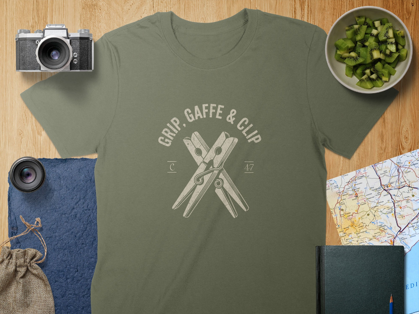 Grip Caffe and Clip Graphic T-Shirt product type