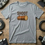 Funny Shoot Log Graphic Grey T-Shirt for Nature Lovers