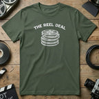 THE REEL DEAL film reels stacked graphic apparel product type