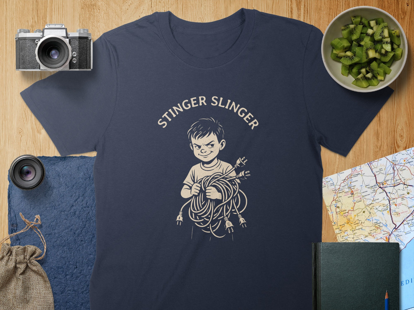 Stinger Slinger T-shirt featuring mischievous character product type